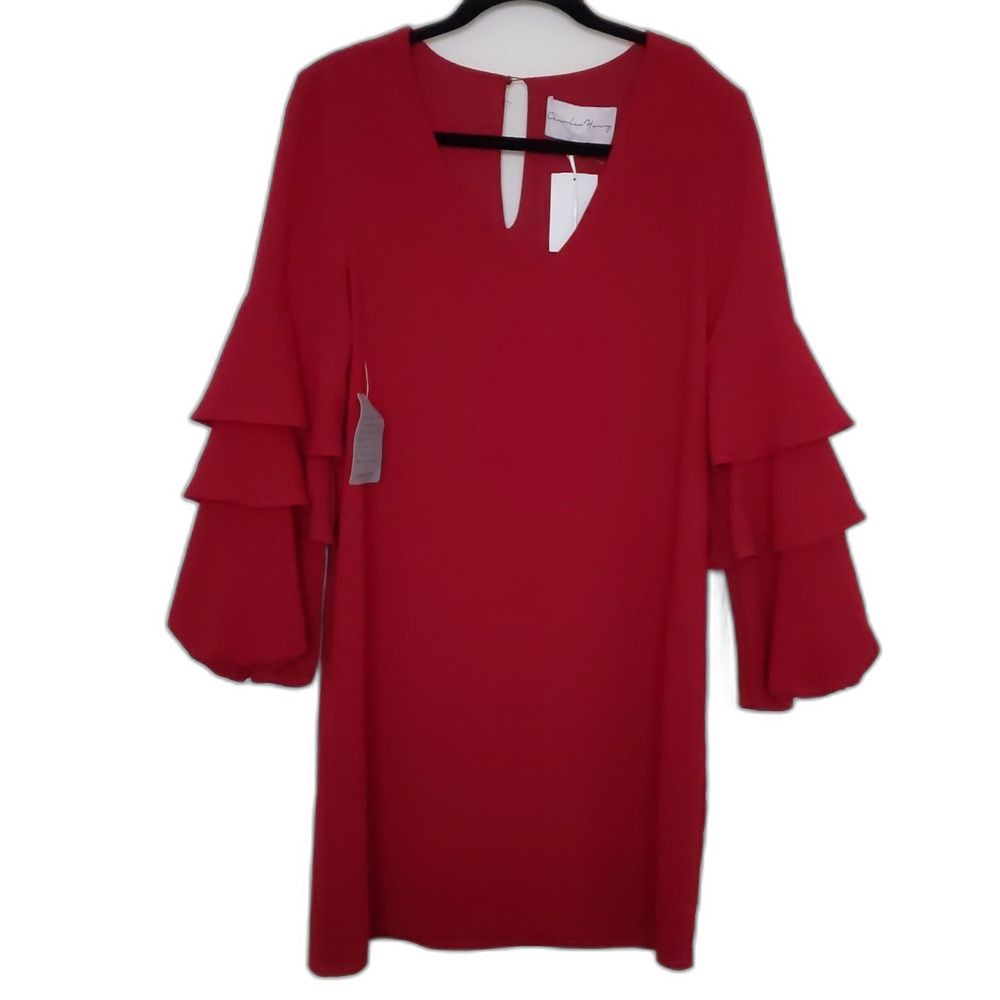 Charles Henry Red Long Sleeve Dress